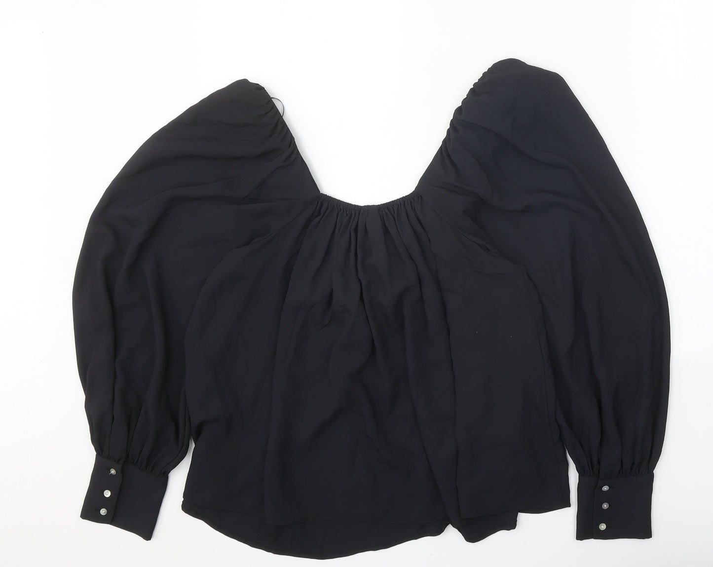 Zara Womens Black Polyester Basic Blouse Size S Sweetheart