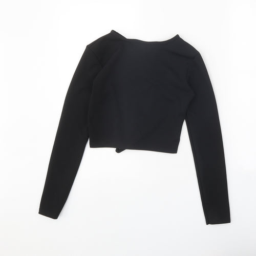 PRETTYLITTLETHING Womens Black Polyester Basic T-Shirt Size S Round Neck