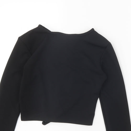 PRETTYLITTLETHING Womens Black Polyester Basic T-Shirt Size S Round Neck