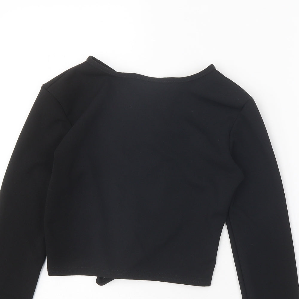 PRETTYLITTLETHING Womens Black Polyester Basic T-Shirt Size S Round Neck