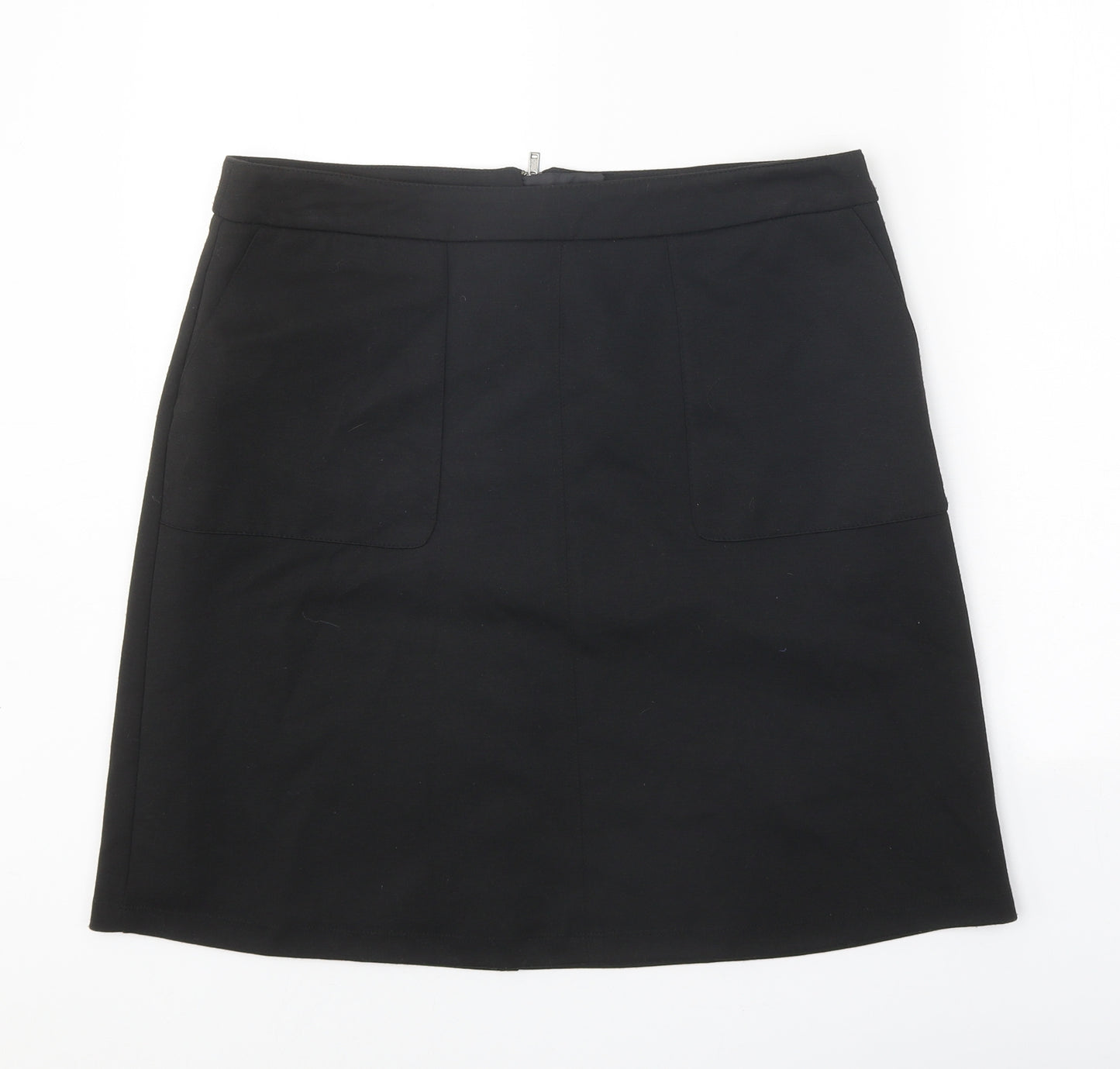 Wallis Womens Black Polyester Straight & Pencil Skirt Size 14 Zip