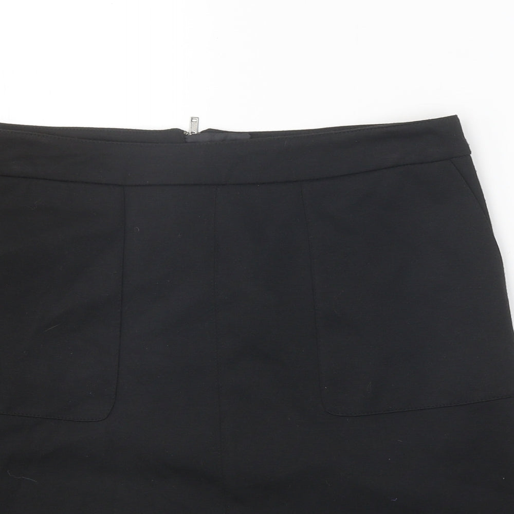 Wallis Womens Black Polyester Straight & Pencil Skirt Size 14 Zip