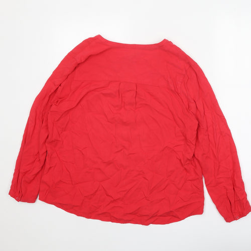 Gap Womens Red Viscose Basic Blouse Size L V-Neck