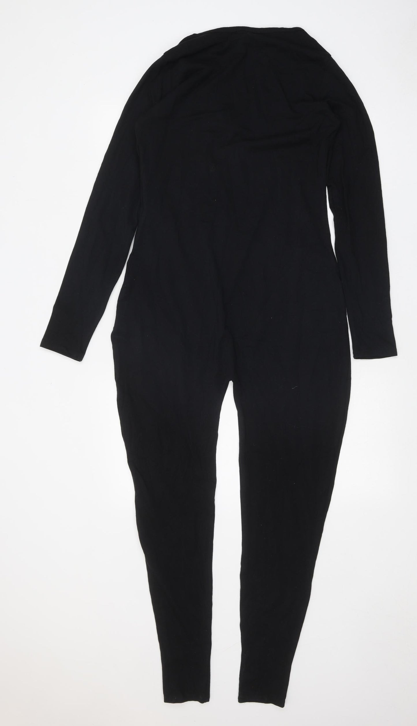 PRETTYLITTLETHING Womens Black Cotton Jumpsuit One-Piece Size 10 Pullover