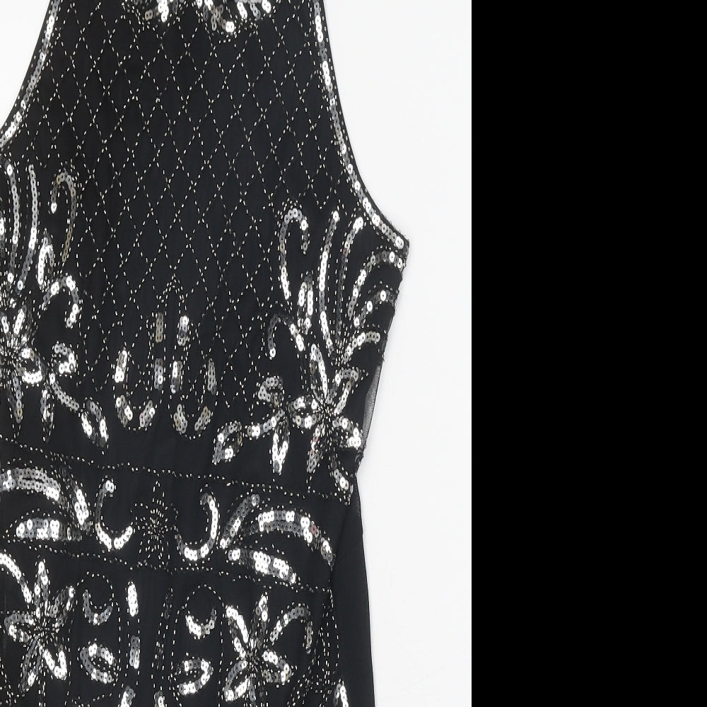 Izabel London Womens Black Polyester Mini Size 12 Round Neck Hook & Eye