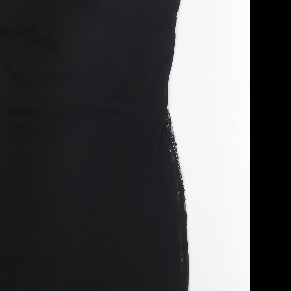 Izabel London Womens Black Polyester Mini Size 12 Round Neck Hook & Eye