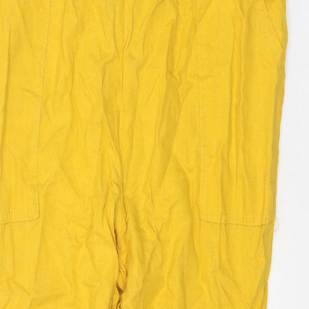 Primark Womens Yellow Linen Carrot Trousers Size 14 Regular