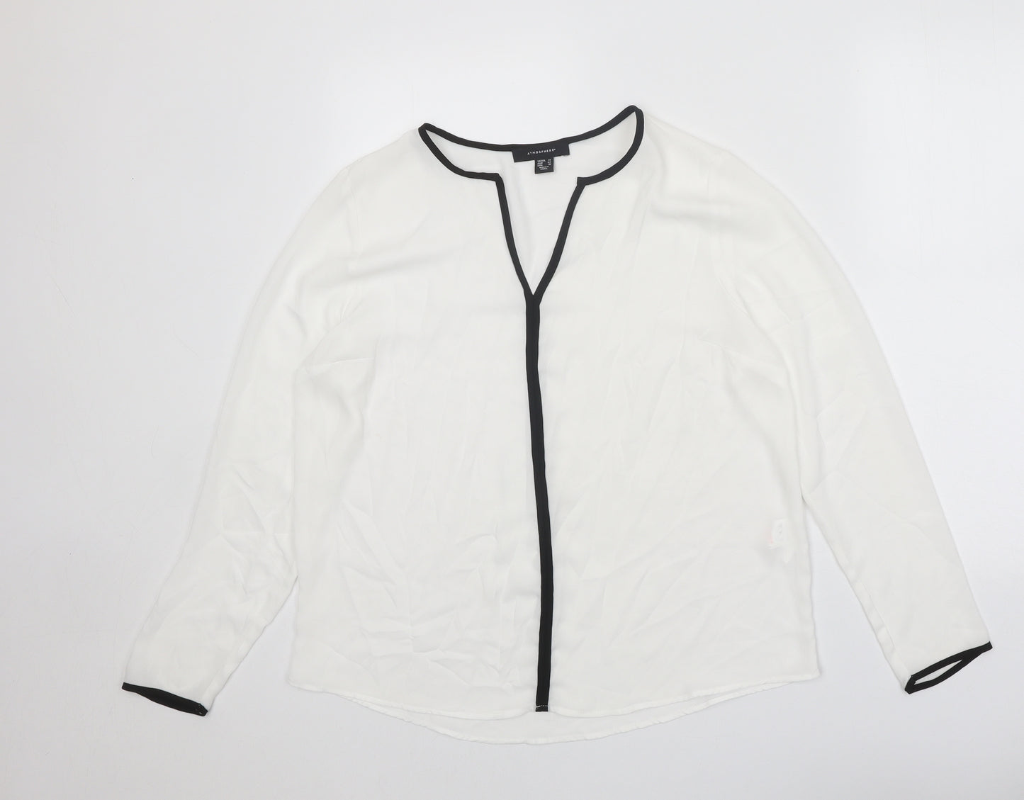Atmosphere Womens White Polyester Basic Blouse Size 14 V-Neck