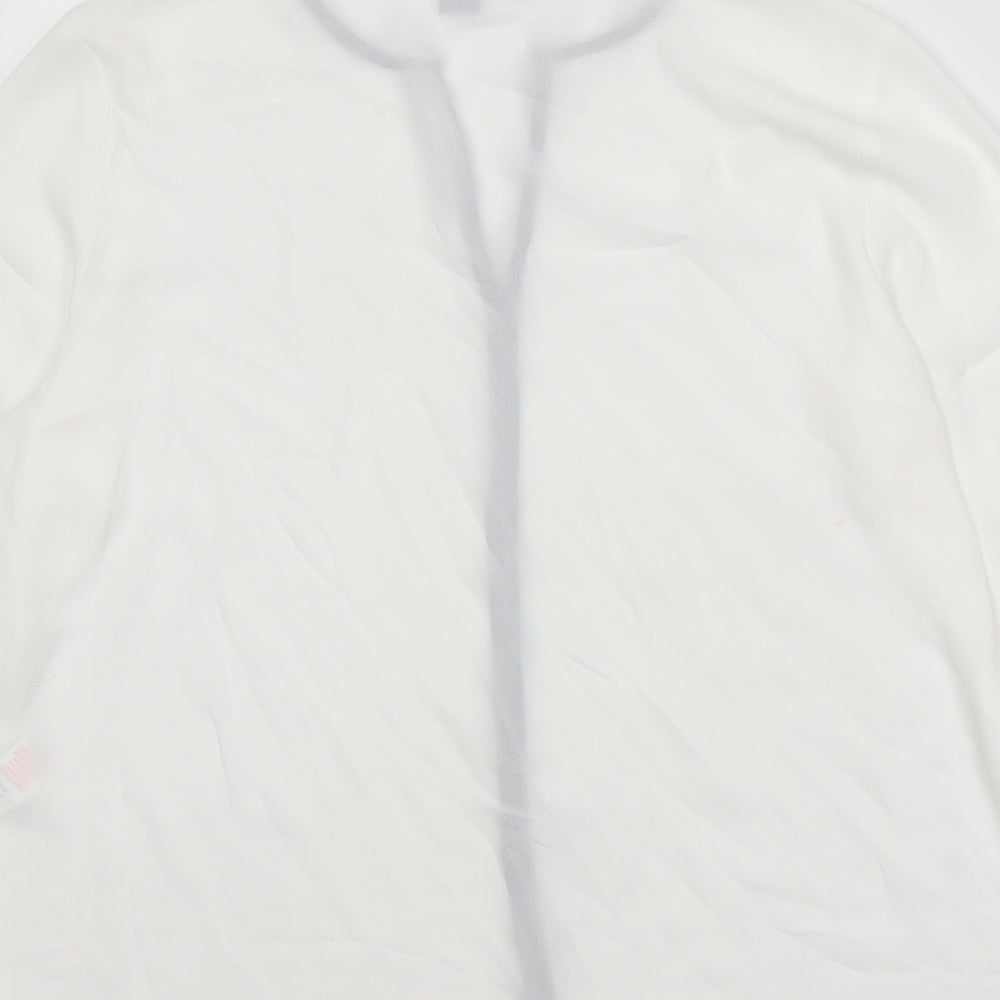 Atmosphere Womens White Polyester Basic Blouse Size 14 V-Neck
