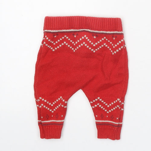 NEXT Baby Red Geometric 100% Cotton Jogger Leggings Size 0-3 Months L50 cm Pullover