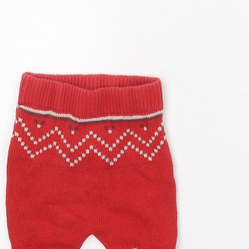 NEXT Baby Red Geometric 100% Cotton Jogger Leggings Size 0-3 Months L50 cm Pullover