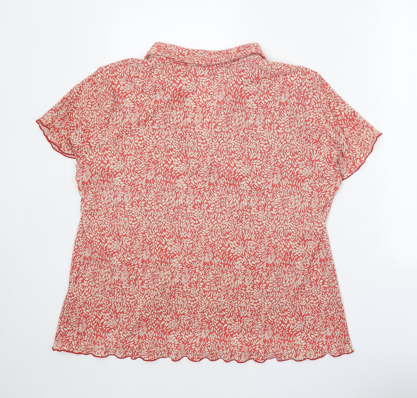 TU Womens Red Geometric Polyester Basic Polo Size 20 Collared