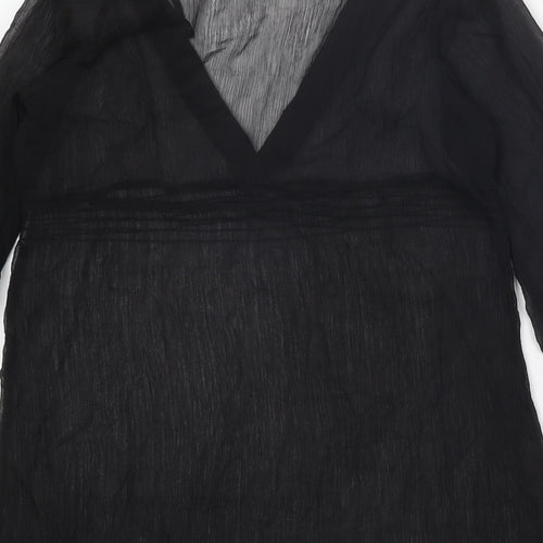 Ocean Club Womens Black Polyester Tunic Blouse Size 8 V-Neck - Embellished Neckline