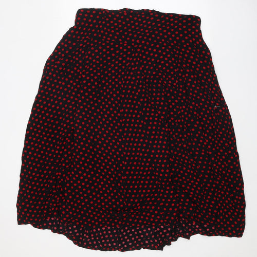 Preworn Womens Black Polka Dot Polyester Swing Skirt Size 36 in