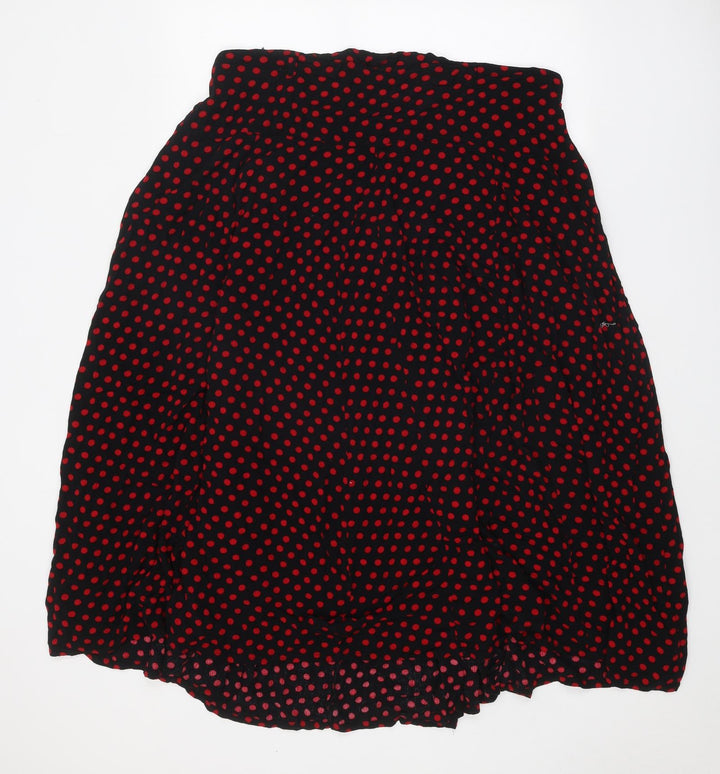Preworn Womens Black Polka Dot Polyester Swing Skirt Size 36 in