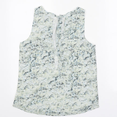 H&M Womens Green Geometric Polyester Basic Tank Size 6 Boat Neck