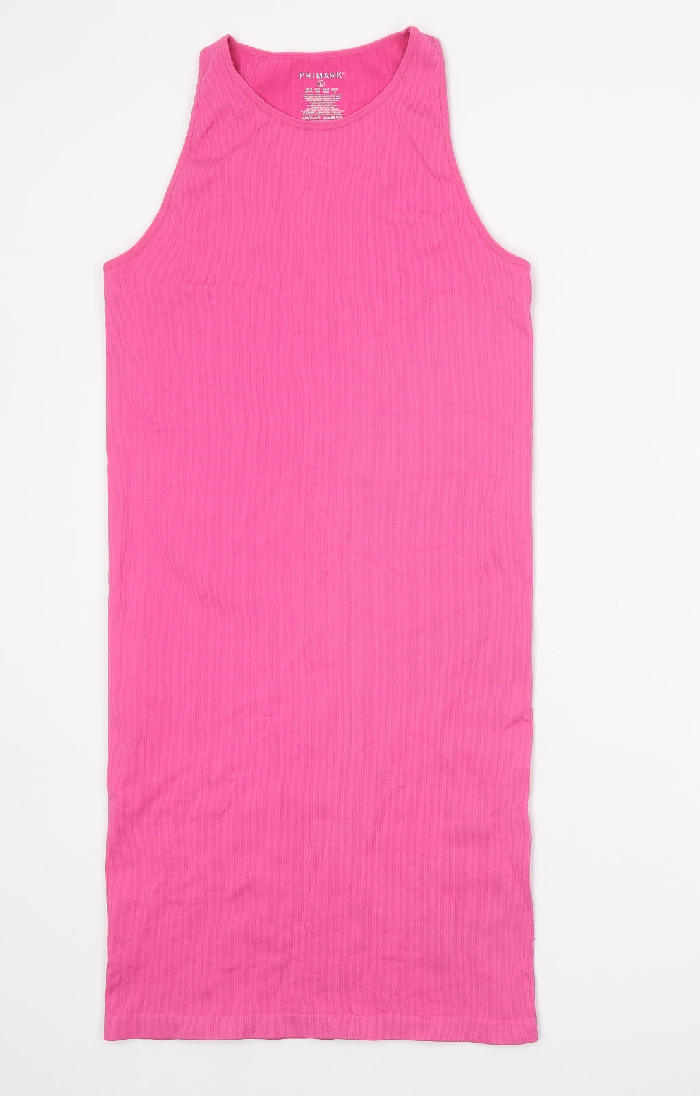 Primark Womens Pink Polyester Tank Dress Size 14 Round Neck Pullover