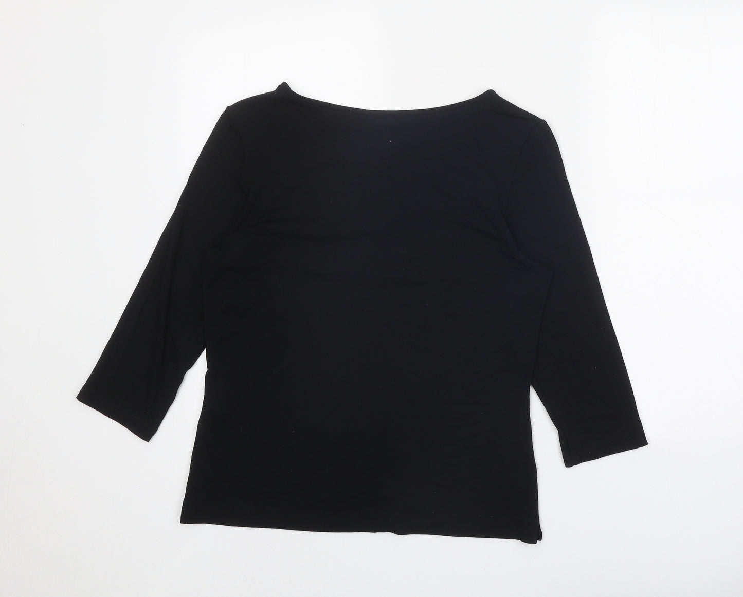 St Michael Womens Black Viscose Basic Blouse Size 12 Boat Neck