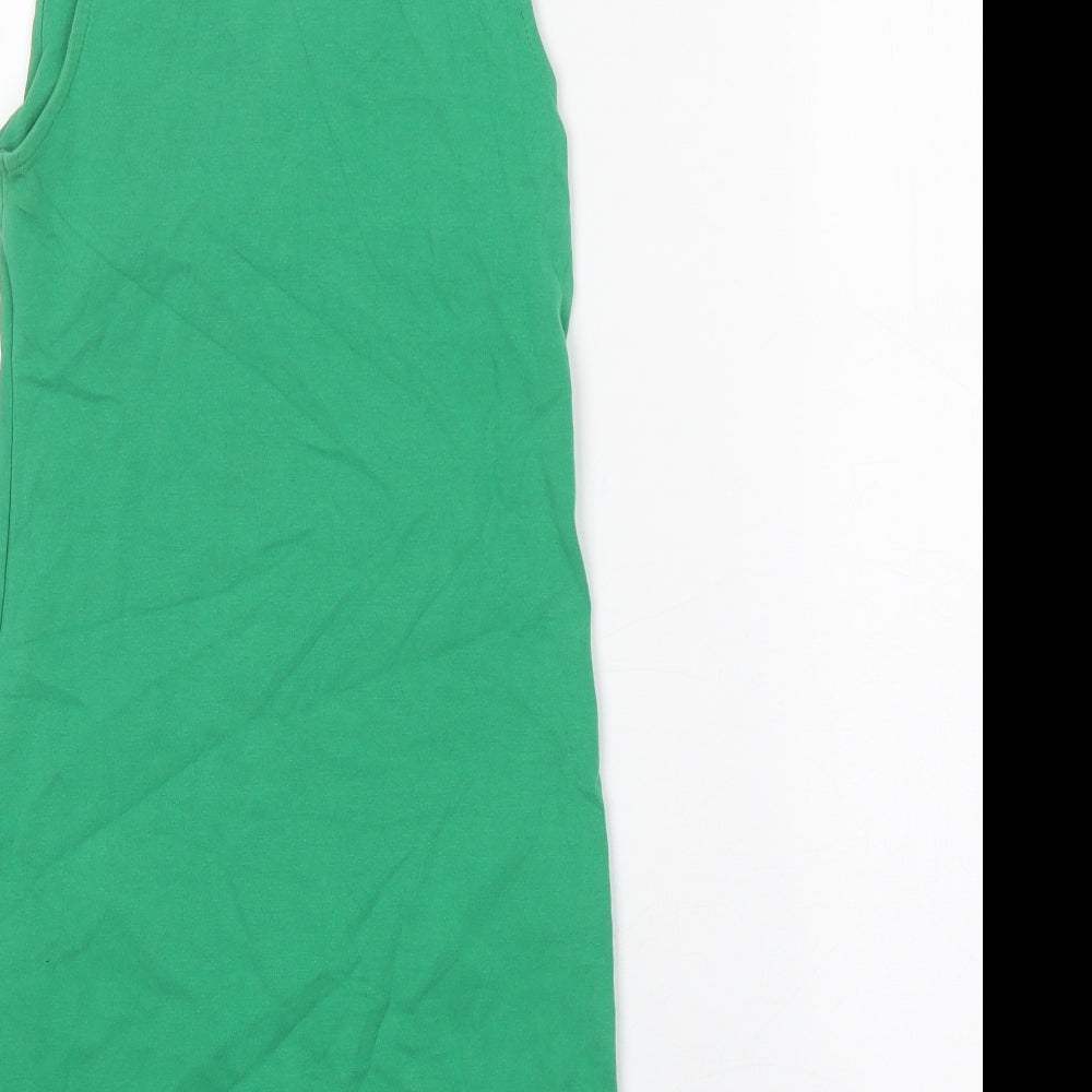 Zara Womens Green Cotton Tank Dress Size M Boat Neck Pullover