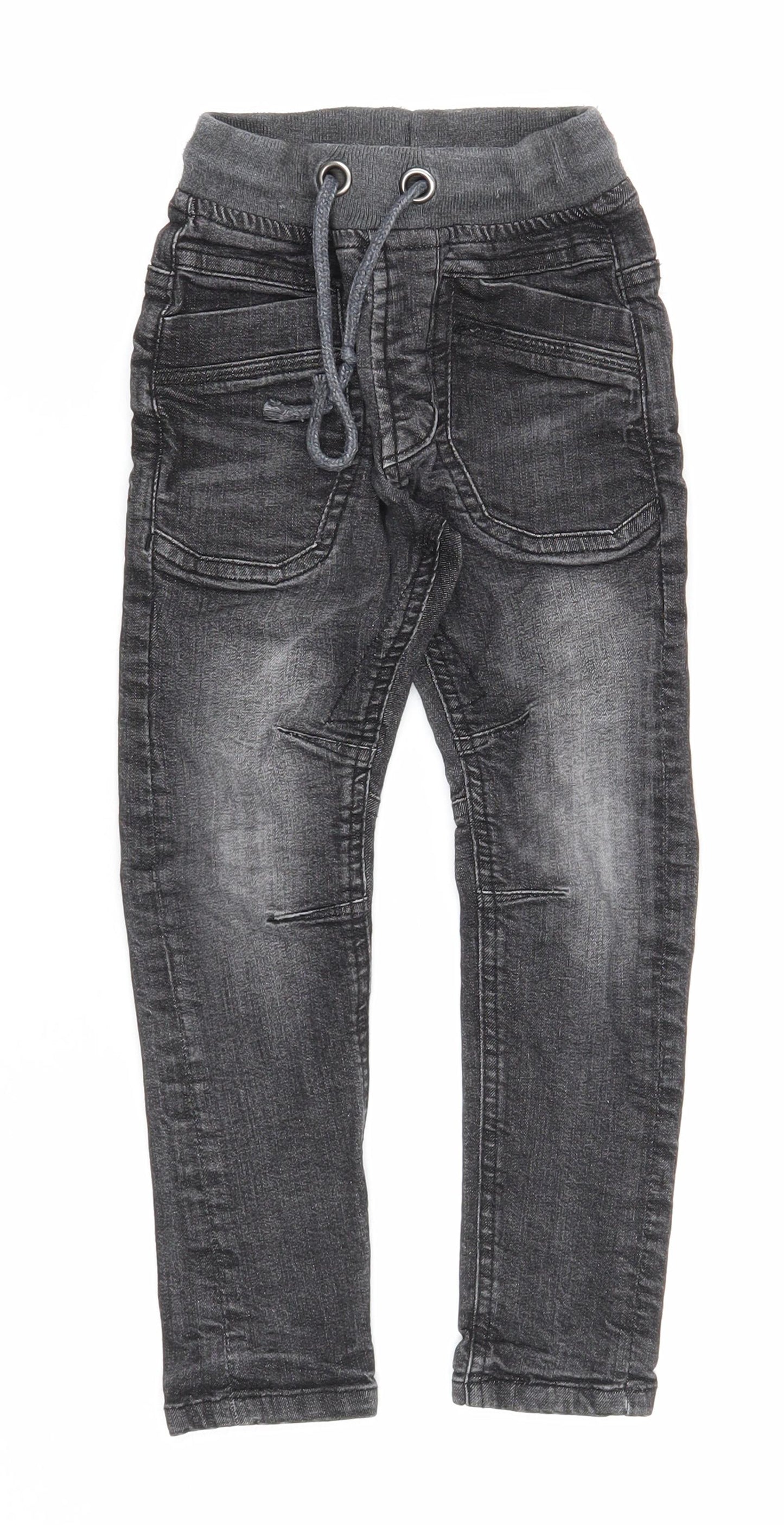 George Boys Black Cotton Skinny Jeans Size 4-5 Years Regular Drawstring