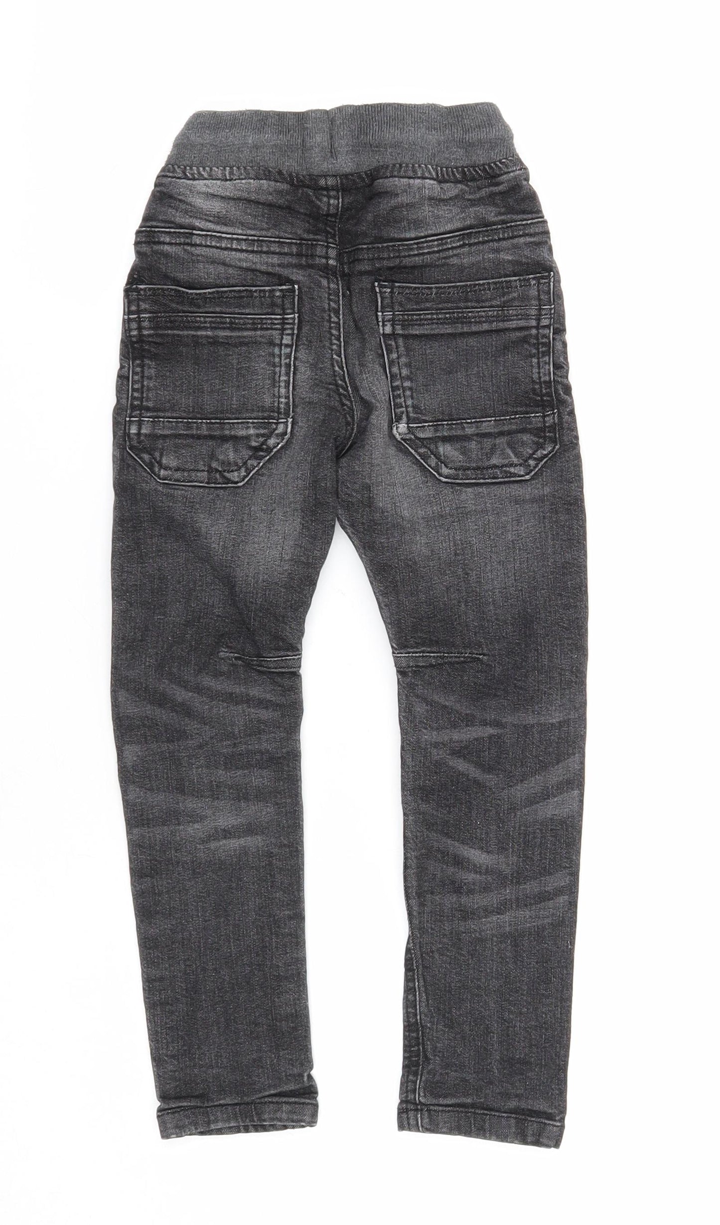 George Boys Black Cotton Skinny Jeans Size 4-5 Years Regular Drawstring