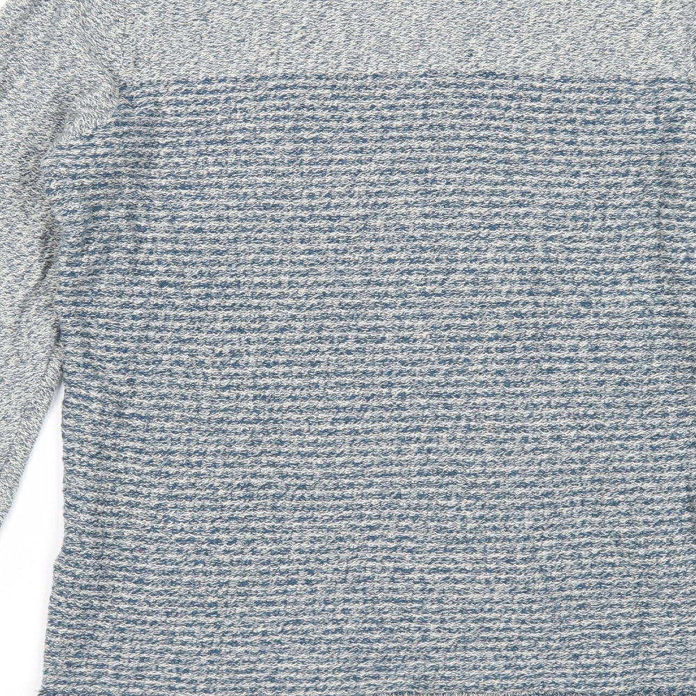 ONLY & SONS Mens Grey Round Neck Striped Cotton Pullover Jumper Size M Long Sleeve
