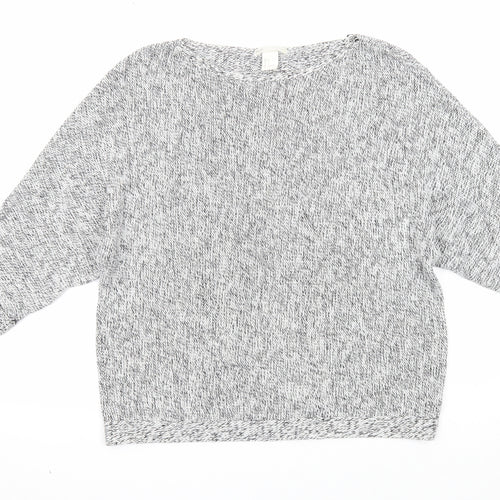 H&M Womens White Boat Neck Acrylic Pullover Jumper Size S
