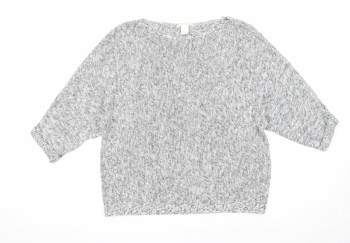 H&M Womens White Boat Neck Acrylic Pullover Jumper Size S