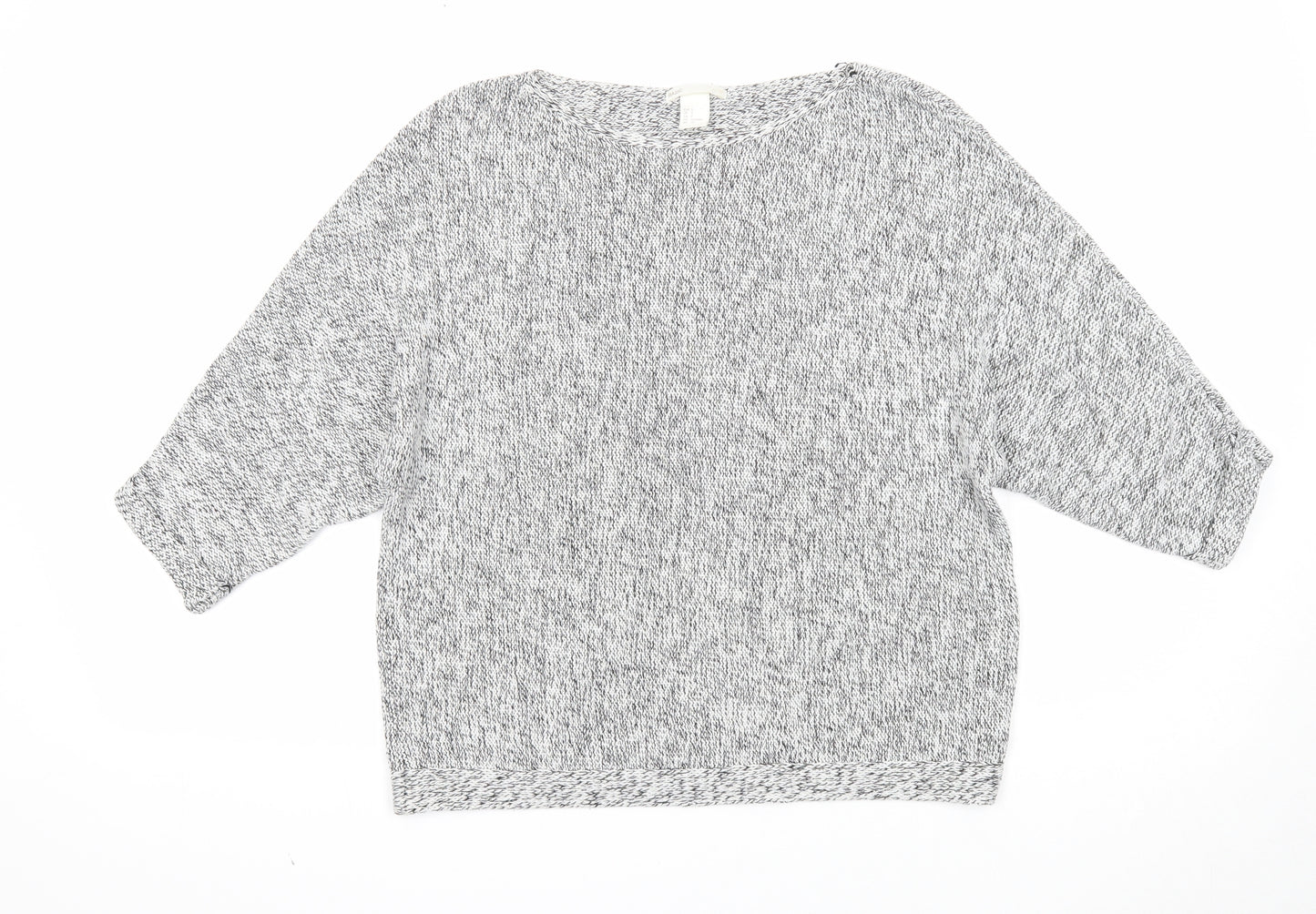 H&M Womens White Boat Neck Acrylic Pullover Jumper Size S