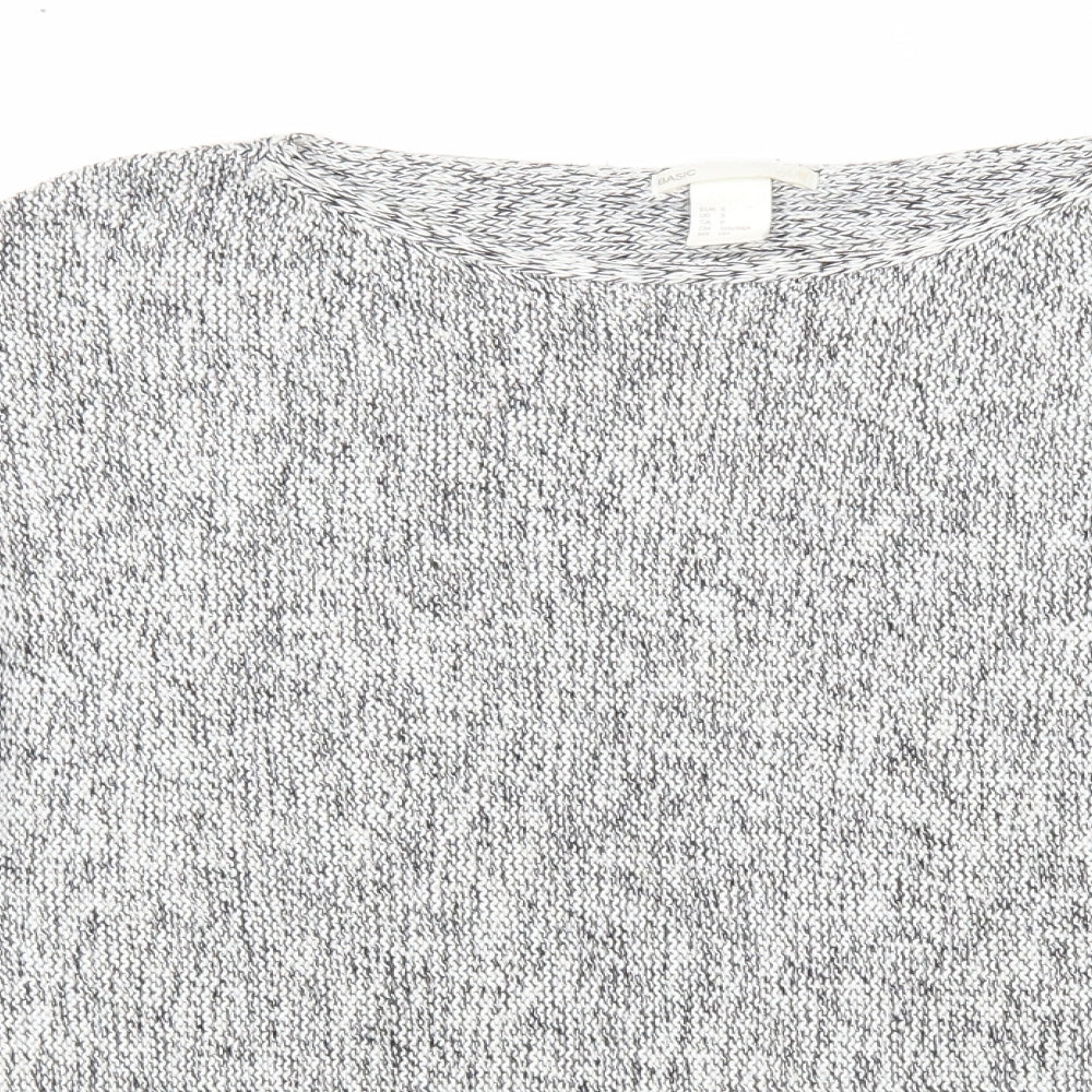 H&M Womens White Boat Neck Acrylic Pullover Jumper Size S