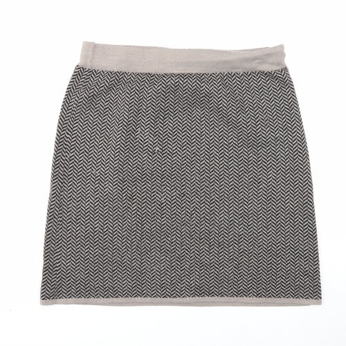 Adrienne Vittadini Womens Brown Herringbone Acrylic Straight & Pencil Skirt Size L