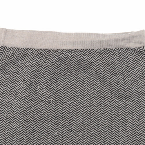 Adrienne Vittadini Womens Brown Herringbone Acrylic Straight & Pencil Skirt Size L