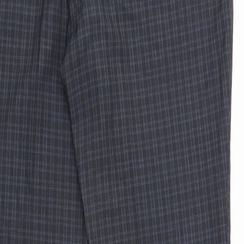 Preworn Mens Blue Plaid Polyester Dress Pants Trousers Size 34 in L33 in Regular Zip