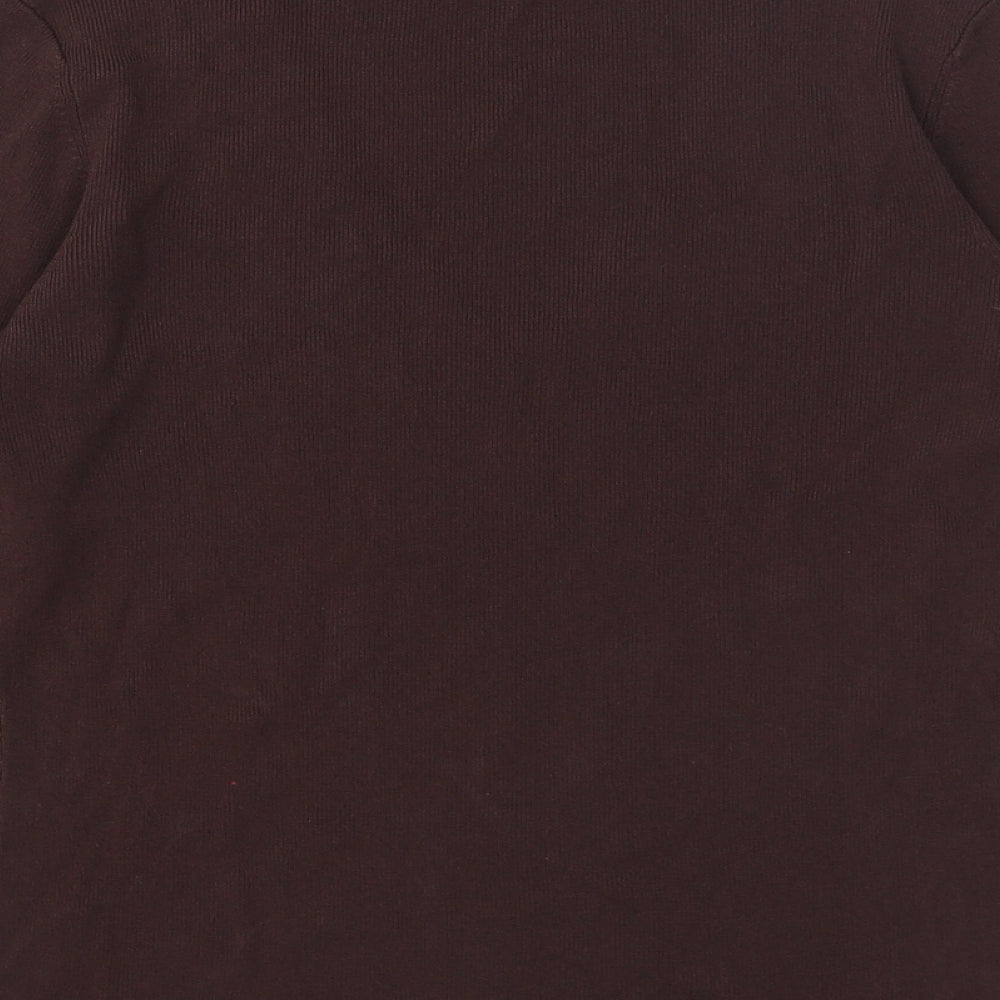 Pomodoro Womens Brown Viscose Basic T-Shirt Size 16 V-Neck - Size 16-18