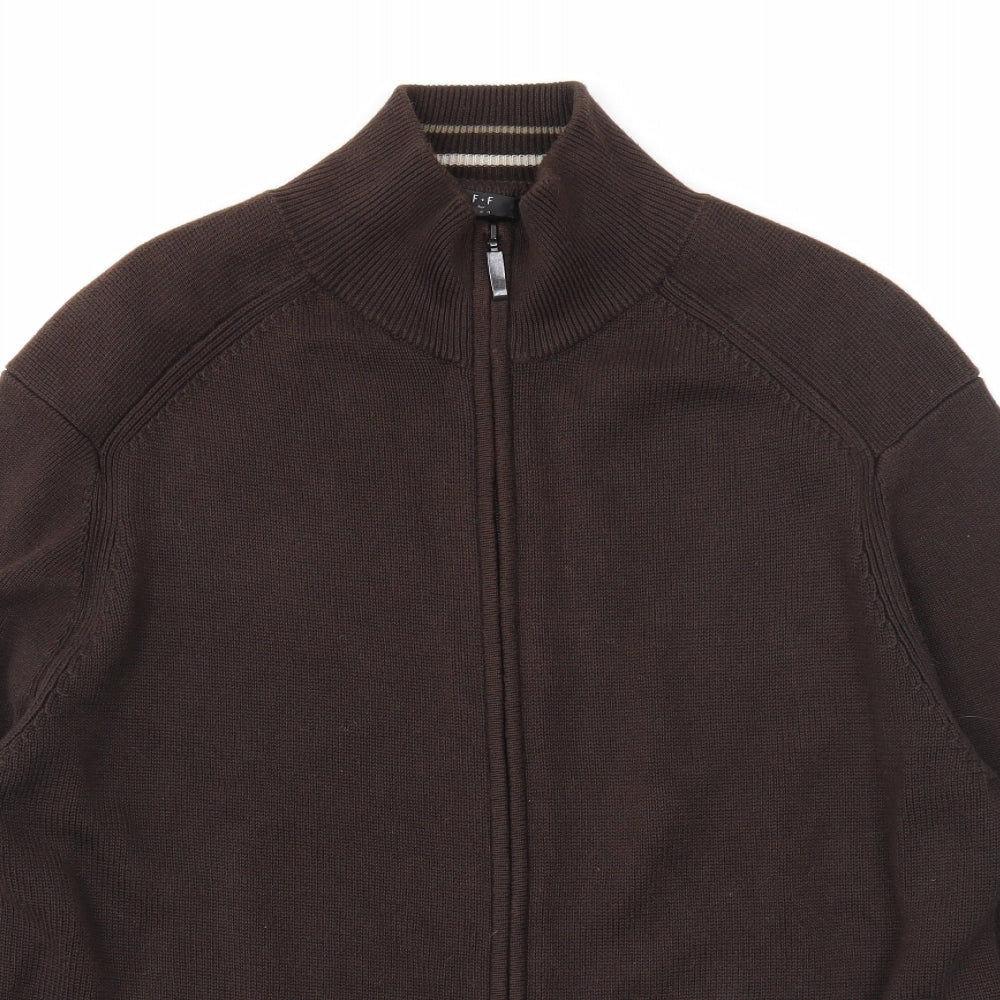 F&F Mens Brown Jacket Size L Zip