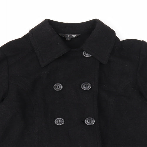 JFW Womens Black Pea Coat Jacket Size 12 Button