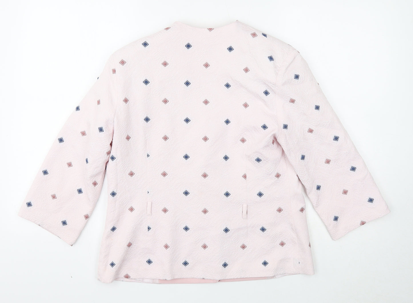 Golden Woman Womens Pink Geometric Jacket Blazer Size 16 Button