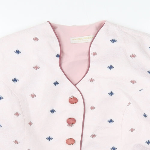 Golden Woman Womens Pink Geometric Jacket Blazer Size 16 Button
