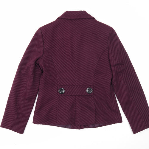 M&Co Womens Purple Jacket Blazer Size 12 Button