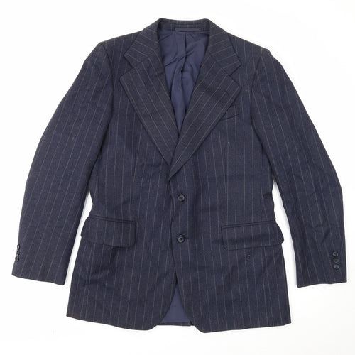 C&A Mens Blue Striped Wool Jacket Suit Jacket Size 40 Regular