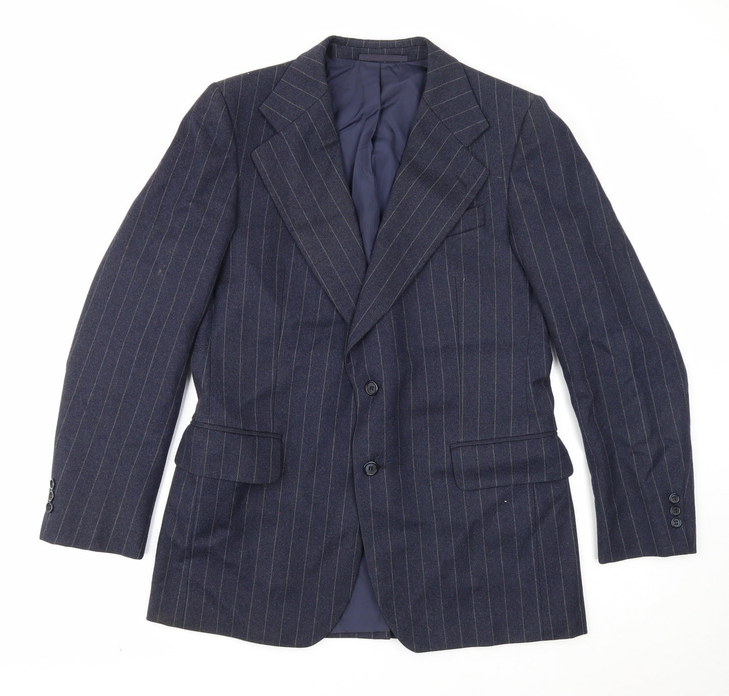C&A Mens Blue Striped Wool Jacket Suit Jacket Size 40 Regular