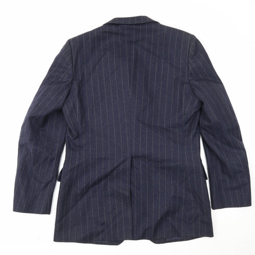 C&A Mens Blue Striped Wool Jacket Suit Jacket Size 40 Regular