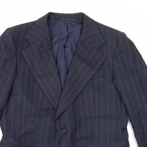 C&A Mens Blue Striped Wool Jacket Suit Jacket Size 40 Regular