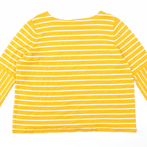 TU Womens Yellow Round Neck Striped Polyester Pullover Jumper Size 22