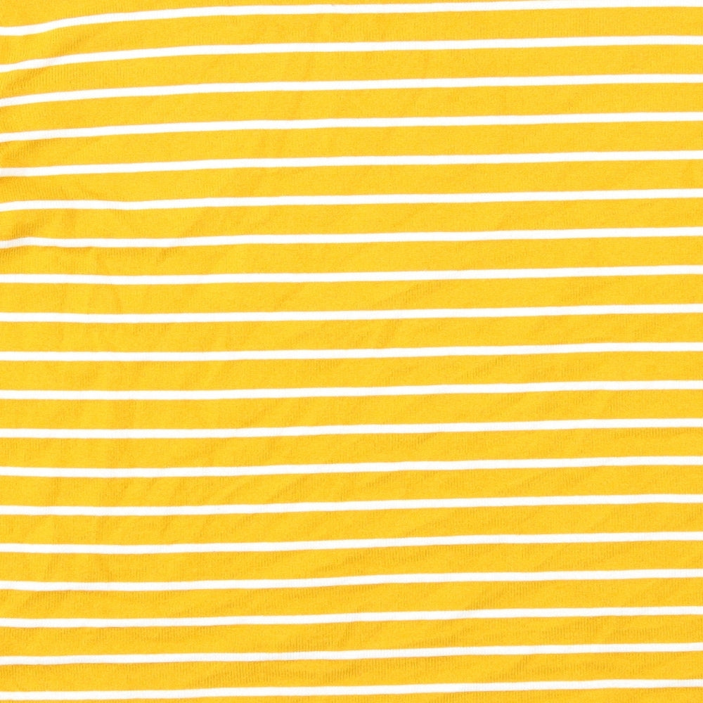 TU Womens Yellow Round Neck Striped Polyester Pullover Jumper Size 22
