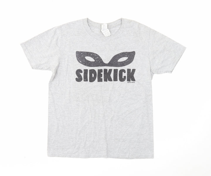 Gildan Boys Grey Polyester Basic T-Shirt Size 12-13 Years Round Neck Pullover - Sidekick, 12-14 Years