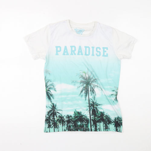 West Coast Boys White Cotton Basic T-Shirt Size 10 Years Round Neck Pullover - Paradise