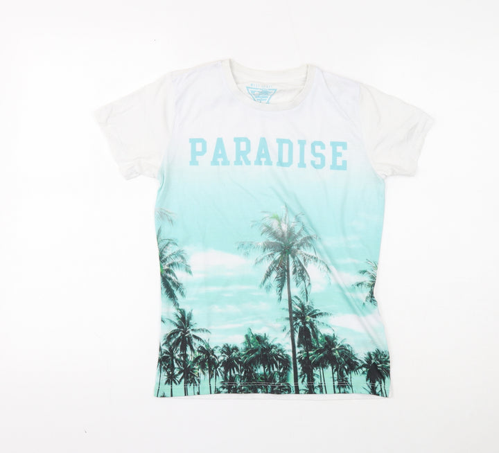 West Coast Boys White Cotton Basic T-Shirt Size 10 Years Round Neck Pullover - Paradise