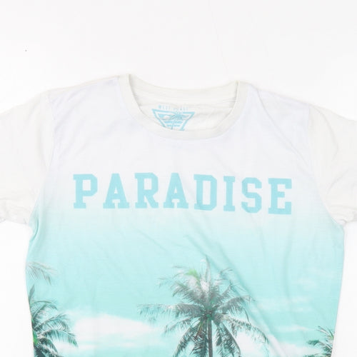 West Coast Boys White Cotton Basic T-Shirt Size 10 Years Round Neck Pullover - Paradise