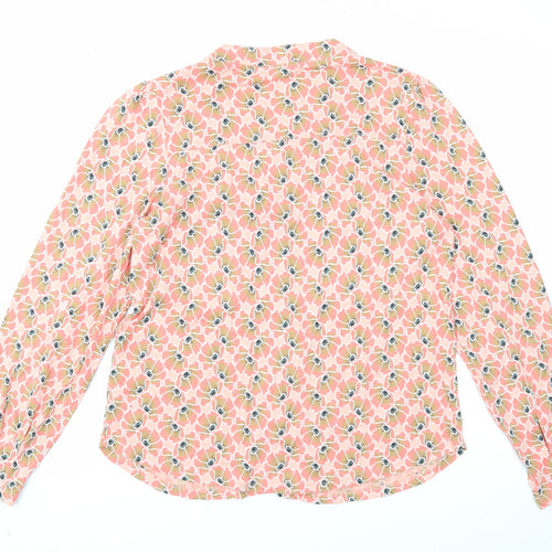 White Stuff Womens Pink Floral Cotton Basic Button-Up Size 10 Round Neck